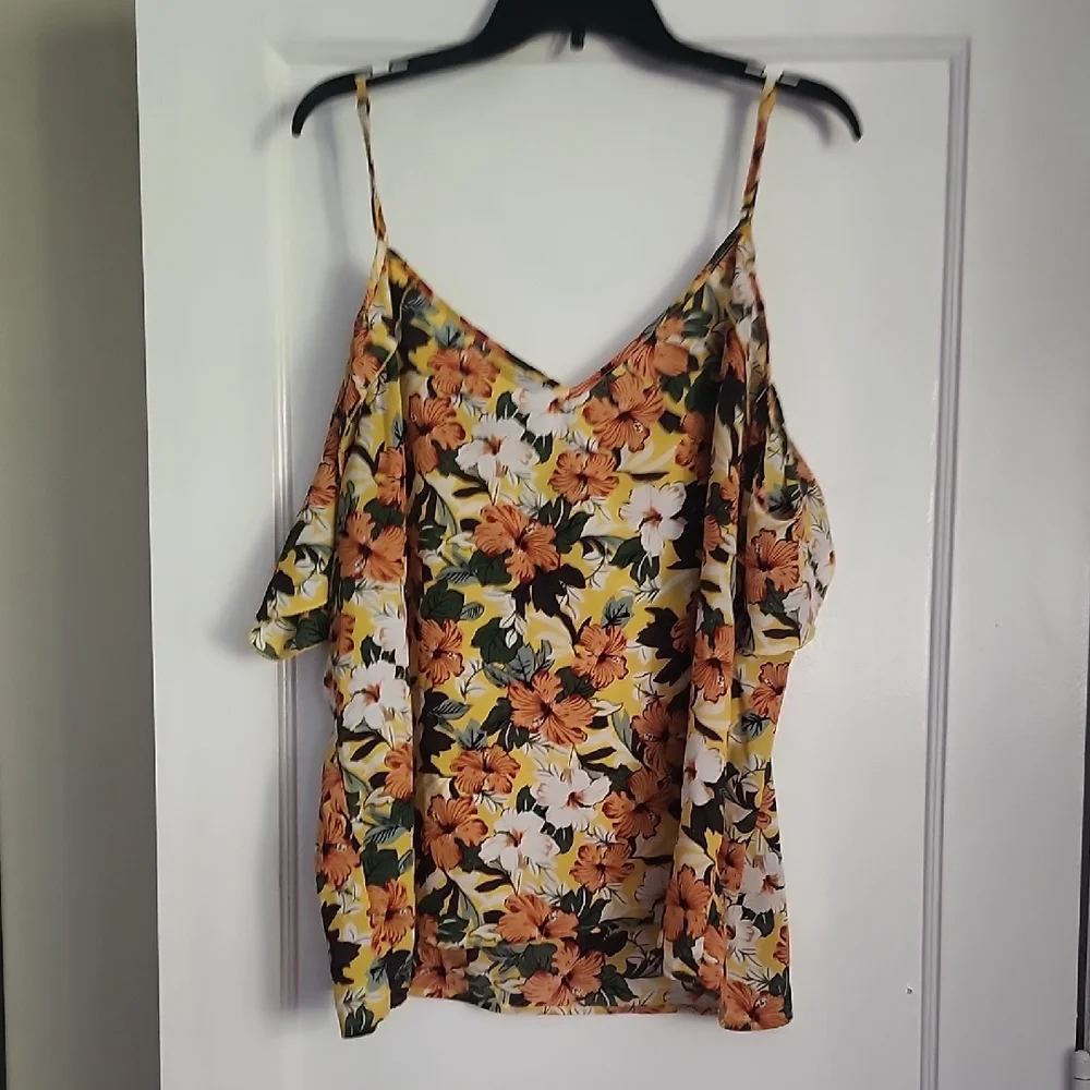 SHEIN Curve floral spaghetti strap tops with cold shoulder tops- 3 Available - Picture 8 of 13
